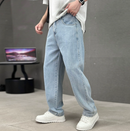 Men's Straight Leg Blue Jeans - Classic Casual Denim Pants