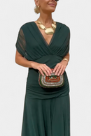 Women's Off-Shoulder Ruched Mesh Dress – Elegant Fitted Cocktail Dress