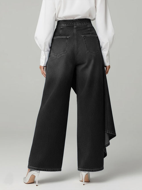 Women's High Waist Wide-Leg Denim Pants – Cape Style Flare Jeans