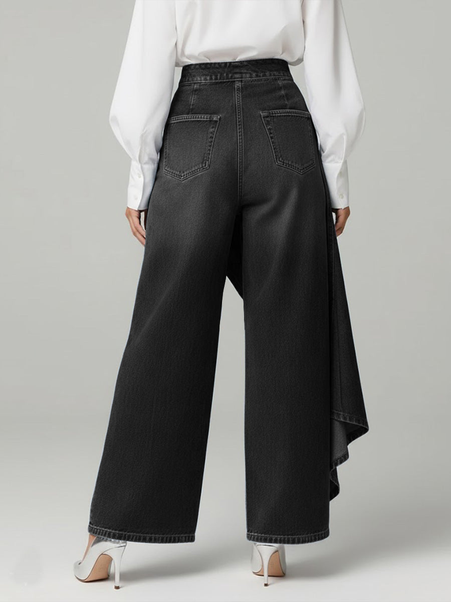 Women's High Waist Wide-Leg Denim Pants – Cape Style Flare Jeans