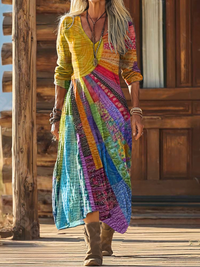 Boho Midi Dress with Sleeves