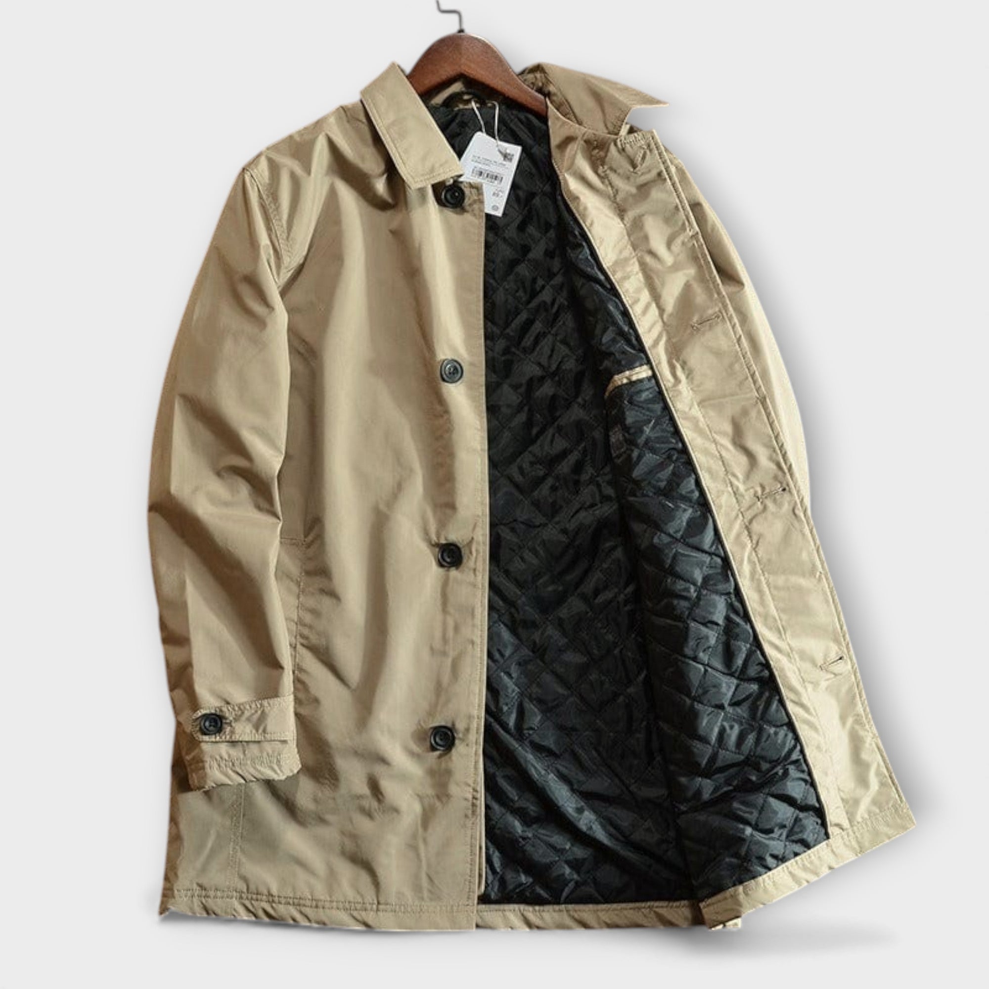 Men’s Buttoned-Up Weatherproof Coat – Windproof Waterproof Jacket