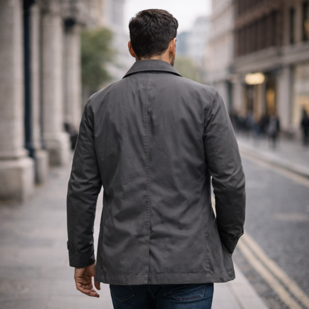 Men’s Buttoned-Up Weatherproof Coat – Windproof Waterproof Jacket