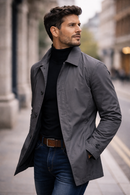 Men’s Buttoned-Up Weatherproof Coat – Windproof Waterproof Jacket