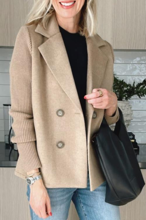 Women’s Wool Casual Blazer Coat With Notch Lapel Collar – Elegant Everyday Outerwear