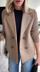 Women’s Wool Casual Blazer Coat With Notch Lapel Collar – Elegant Everyday Outerwear