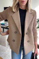 Women’s Wool Casual Blazer Coat With Notch Lapel Collar – Elegant Everyday Outerwear