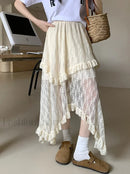 Lace Goth Asymmetrical Ruched Skirt