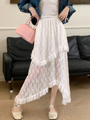 Lace Goth Asymmetrical Ruched Skirt