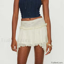 Lace Ruffle Pleated Mini Skirt