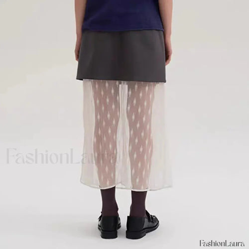 Lace Splicing Straight Zipper Skirt