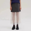 Lace Splicing Straight Zipper Skirt