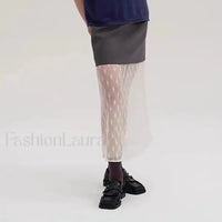 Lace Splicing Straight Zipper Skirt