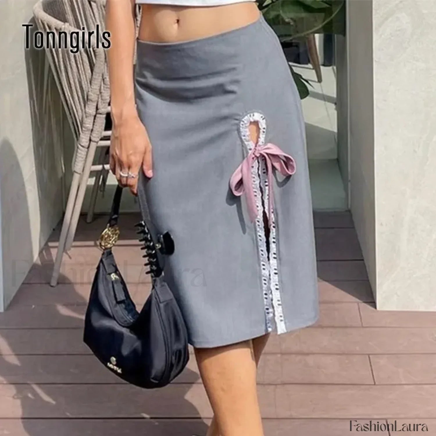 Lace-Up Split A-Line Elegant Skirt