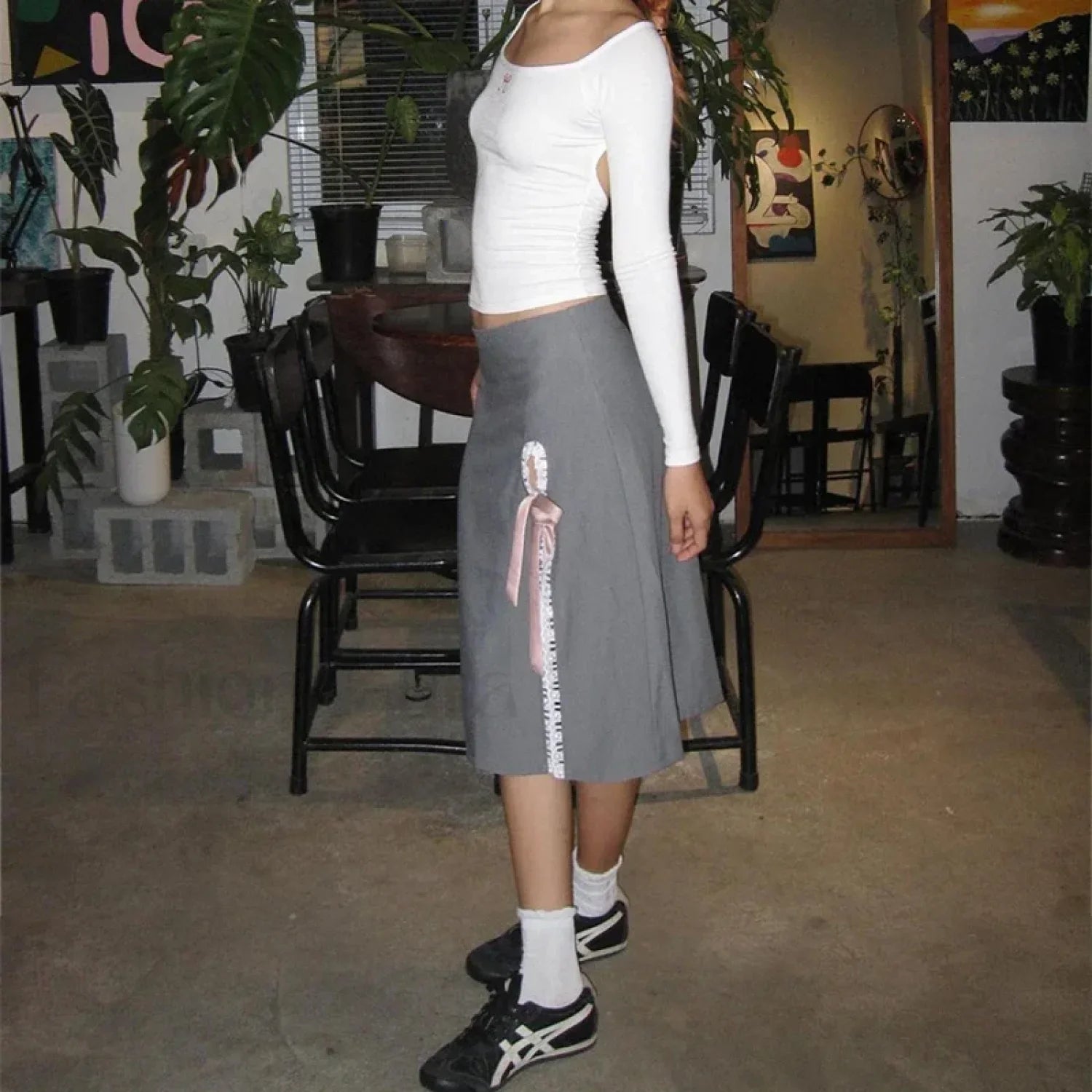Lace-Up Split A-Line Elegant Skirt
