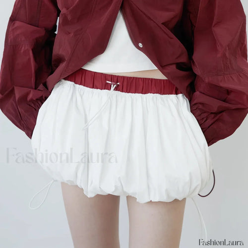Lantern Puffball Elastic Waist Skirt