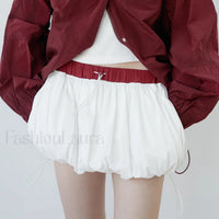 Lantern Puffball Elastic Waist Skirt