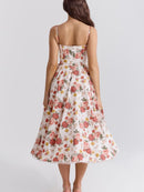 Women’s Sleeveless Corset Midi Dress - Elegant Dinner Party Style