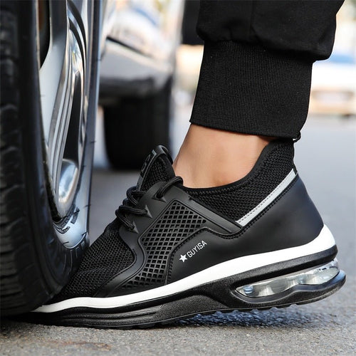 Women's Black Non-Slip Athletic Sneakers – Steel Toe Safety Work Trainers