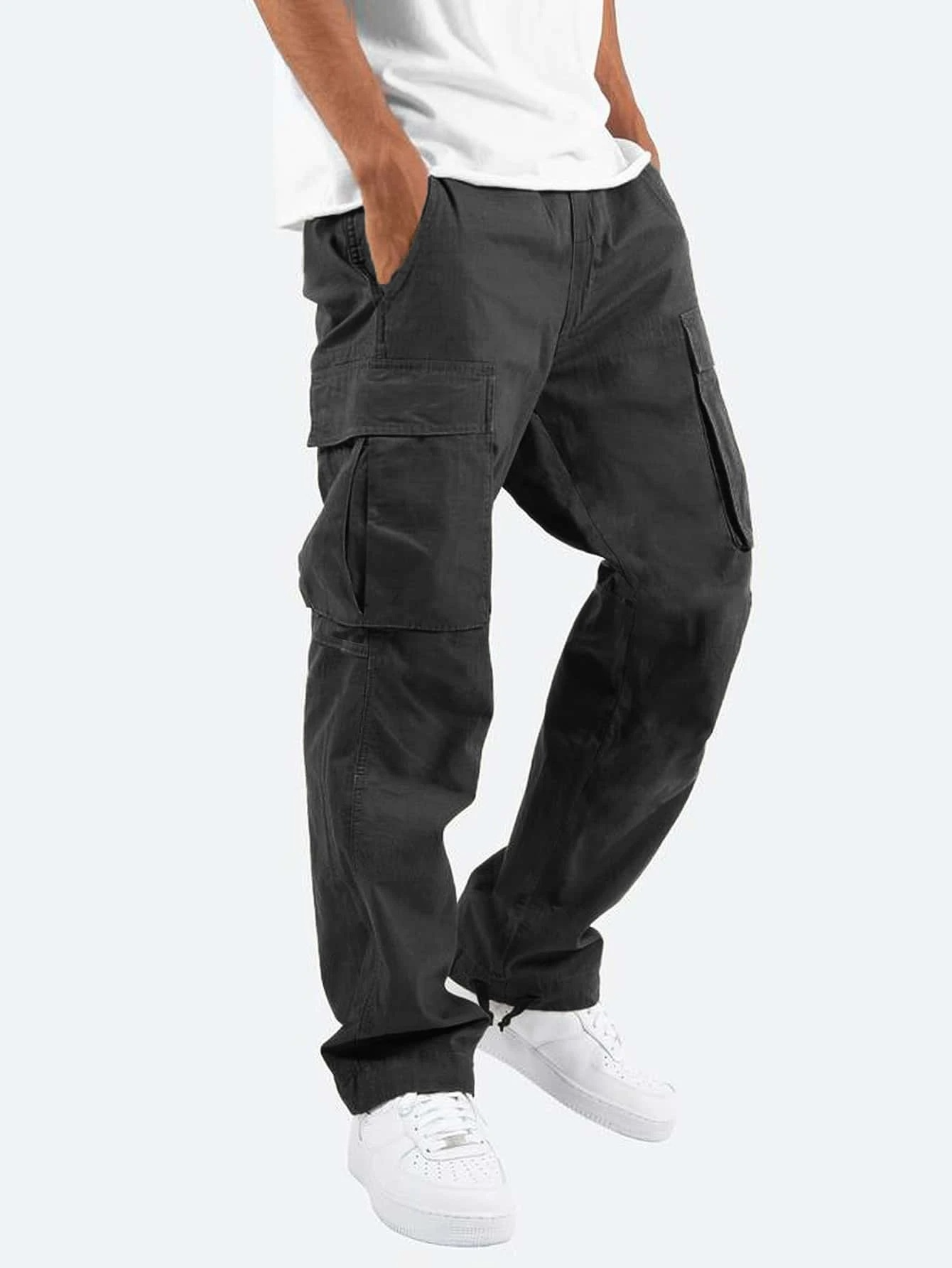 Men’s Relaxed Fit Cargo Pants - Brown Casual Utility Trousers