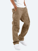Men’s Relaxed Fit Cargo Pants - Brown Casual Utility Trousers