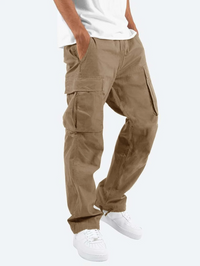 Men’s Relaxed Fit Cargo Pants - Brown Casual Utility Trousers