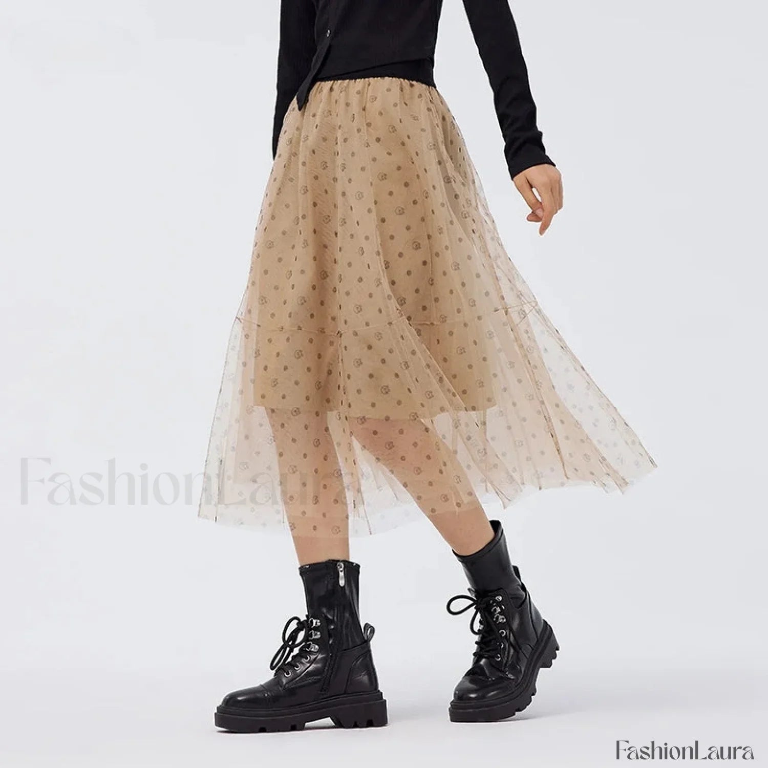 Mesh Polka Dot Umbrella Skirt