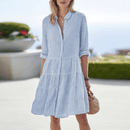 Women's Striped Long Sleeve Midi Dress – Breezy Casual Dress