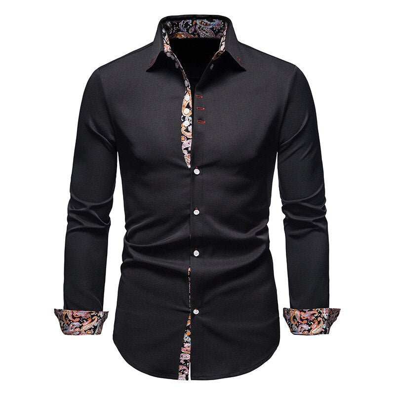 Mens Slim Fit Long Sleeve Shirt Modern Stretch – Casual Dress Shirt