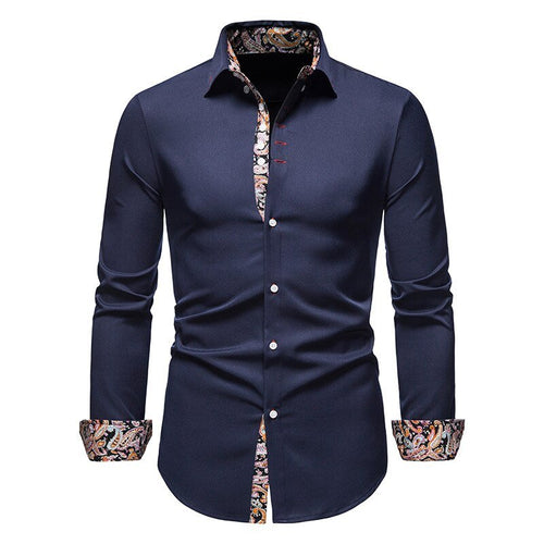 Mens Slim Fit Long Sleeve Shirt Modern Stretch – Casual Dress Shirt