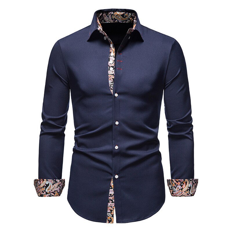 Mens Slim Fit Long Sleeve Shirt Modern Stretch – Casual Dress Shirt