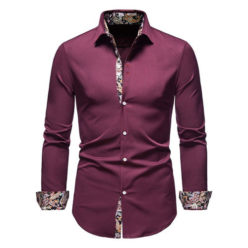 Mens Slim Fit Long Sleeve Shirt Modern Stretch – Casual Dress Shirt