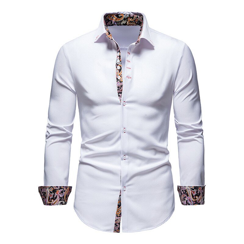 Mens Slim Fit Long Sleeve Shirt Modern Stretch – Casual Dress Shirt