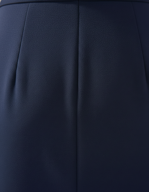 Women’s Navy Blue Midi Dress – Tailored Fit – Side Slit – Button Front
