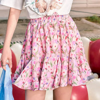 Oil Painting Floral High Waist Skirt