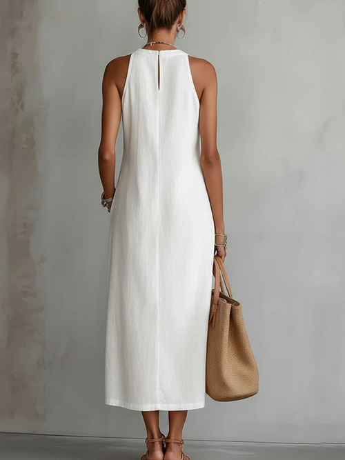Brena Breezy Linen-Blend Midi Dress