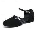 Womens Black Suede Dance Shoes Low Heel – Professional Ballroom Shoes