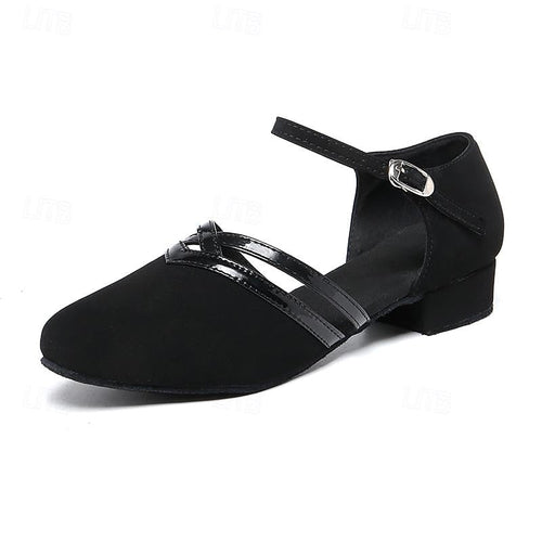 Womens Black Suede Dance Shoes Low Heel – Professional Ballroom Shoes