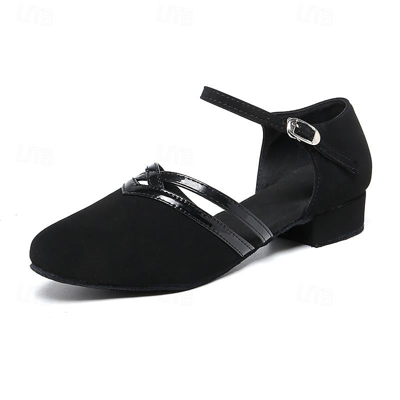 Womens Black Suede Dance Shoes Low Heel – Professional Ballroom Shoes