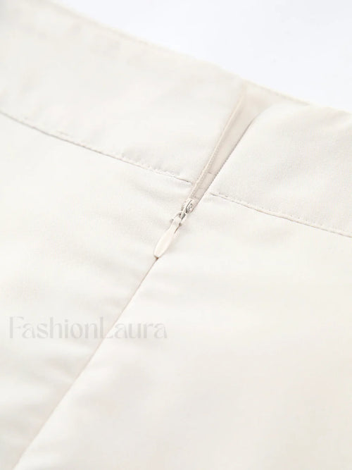 Patchwork Asymmetrical Pleated Buttoned Midi Skirt