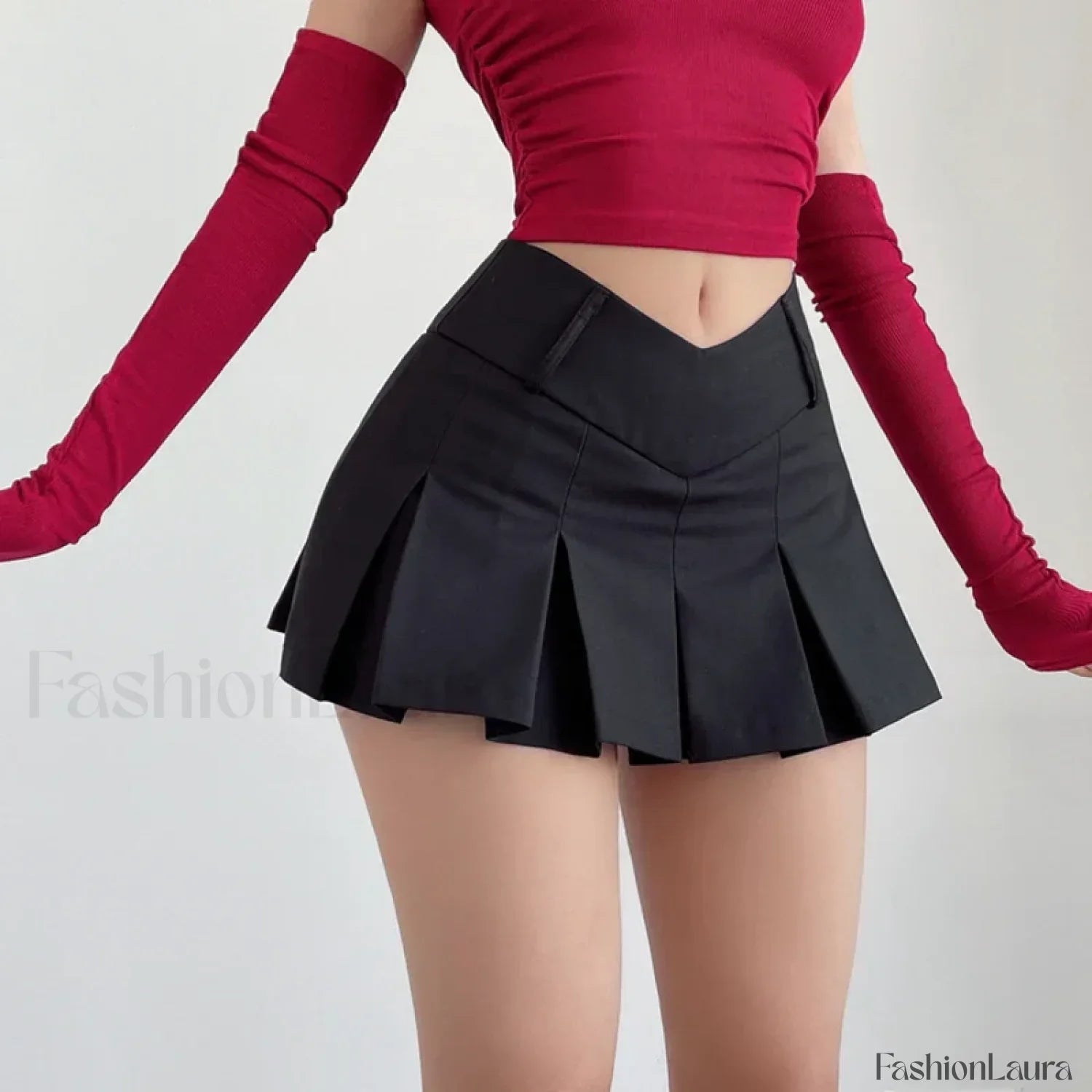 Preppy Solid High Waist Mini Skirt