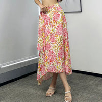 Printed Asymmetric Straight Skirt