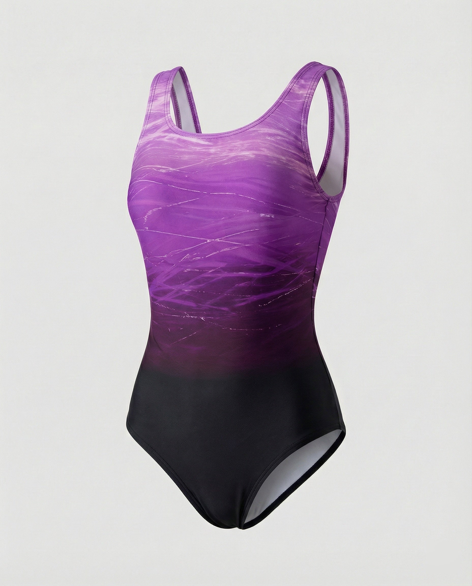 Womens One-Piece Sports Swimsuit Ombre Print – Quick-Dry Activewear