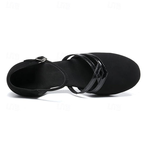 Womens Black Suede Dance Shoes Low Heel – Professional Ballroom Shoes