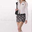 Retro High Waist Commuter Plaid Skirt