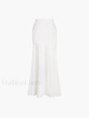 Satin Patchwork Split Maxi Skirt