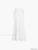 Satin Patchwork Split Maxi Skirt