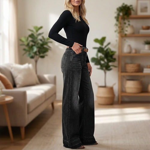 Women's Vintage Wide Leg Jeans – High Waist Loose Denim Pants