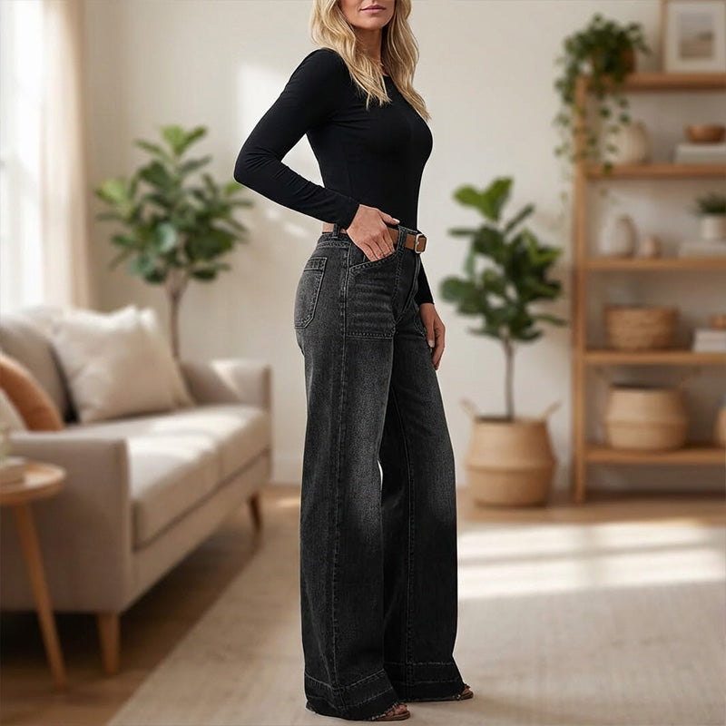 Women's Vintage Wide Leg Jeans – High Waist Loose Denim Pants