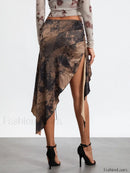 Tassel Wrap Asymmetric Midi Skirt